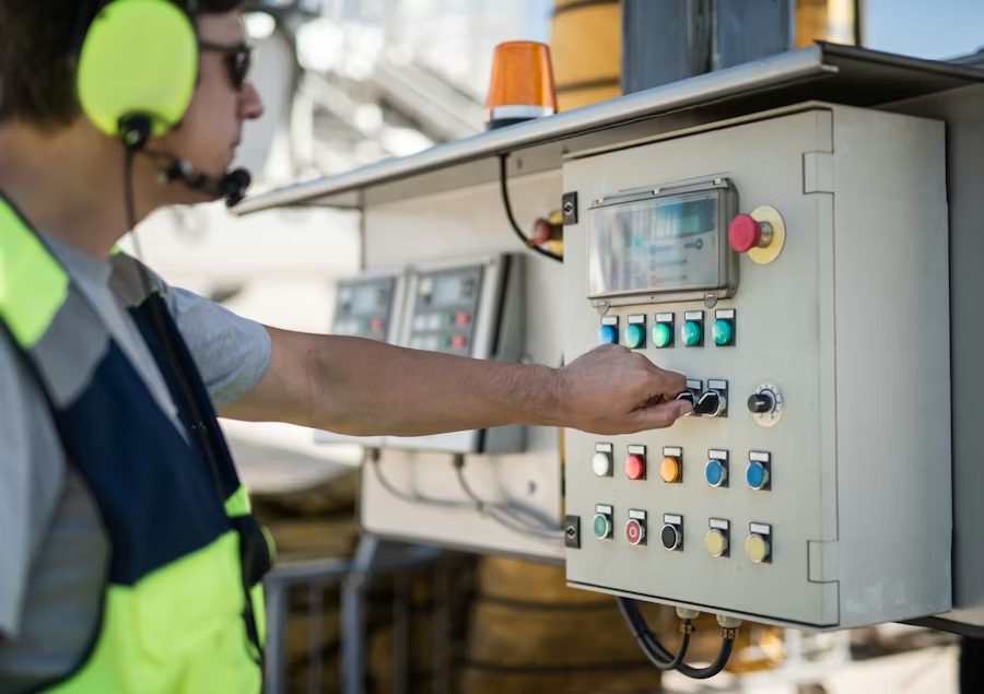 Techniker bedient eine digitale Anlagensteuerung